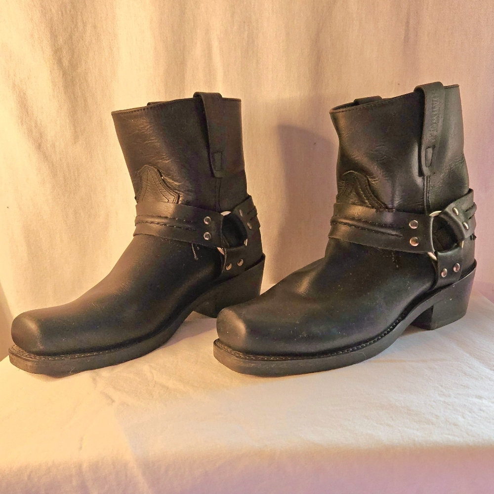Men's RoadWolf Leather Harness Motorcycle Square Toe Boots Sz.8W
